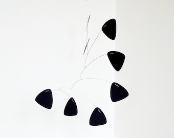 Black kinetic mobile, Hanging mobile, Home decor, for home, 8 elements