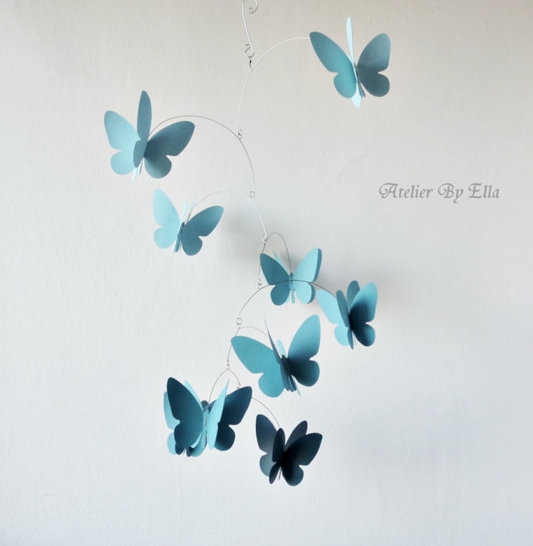 Lavender Hanging Mobile, 3D Butterflies, Kinetic Home Decor, Hand Painted 