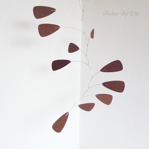 Brown kinetic mobile, Hanging mobile,  for home, decor with movement