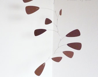 Brown kinetic mobile, Hanging mobile,  for home, decor with movement
