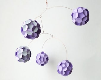 Lavender Mobile Paper Balls, Kinetic , Nursery Decor , Babyshower present