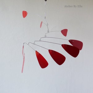 Red Kinetic mobile, Hanging mobiles, Paper, Varnished, 9 elements image 2