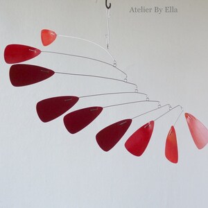 Red Kinetic mobile, Hanging mobiles, Paper, Varnished, 9 elements image 4