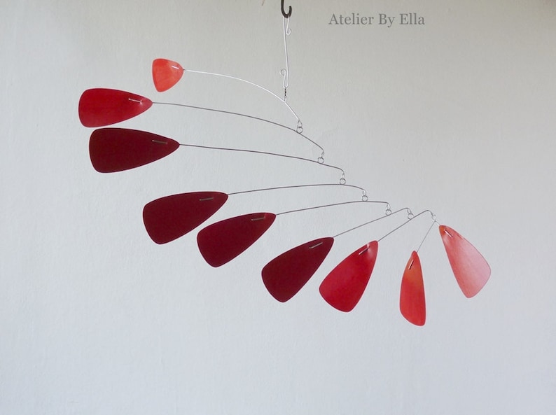 Red Kinetic mobile, Hanging mobiles, Paper, Varnished, 9 elements image 4