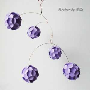 Lavender Mobile Paper Balls, Kinetic , Nursery Decor , Babyshower present image 4