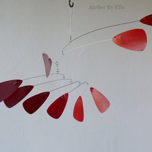 Red Kinetic mobile, Hanging mobiles, Paper, Varnished, 9 elements image 5