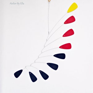 Hanging mobile, Black red and yellow, Nursery mobiles, Ceiling home decor, Kinetic image 3