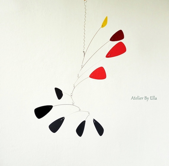 Hanging Mobile Black Red And Yellow Nursery Mobiles Ceiling Home Decor Kinetic
