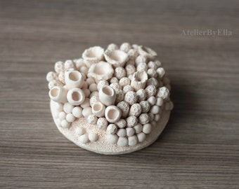 Deep sea corals reef ceramic decoration, Hand sculpted sea textures wall art, Unique gift for summer time