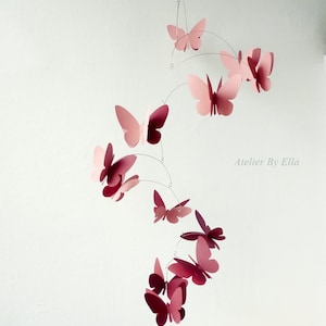 3D Butterflies Mobile, Kinetic hanging mobile, Handpainted