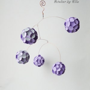 Lavender Mobile Paper Balls, Kinetic , Nursery Decor , Babyshower present image 2