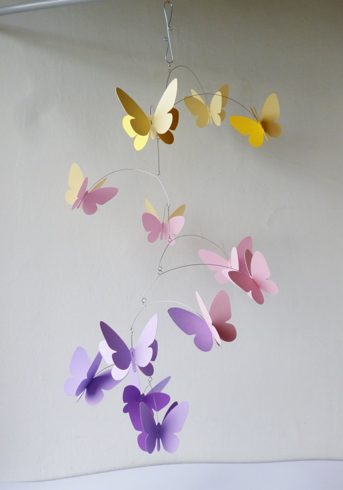 Butterfly Mobile Hanging Mobile Nursery Mobile Yellow Pink Etsy