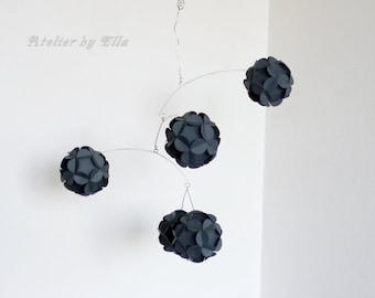 Dark gray paper mobile, Hanging mobile, Paper balls mobiles