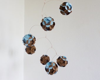 Hanging mobile, Brown and light blue mobiles, Home decor