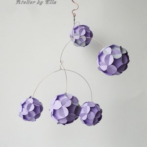 Lavender Mobile Paper Balls, Kinetic , Nursery Decor , Babyshower present image 6