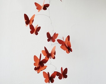 3D butterflies hanging mobile, Hand painted mobile, Coral , Kinetic Home decor