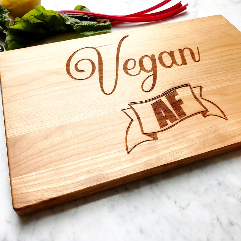 Vegan AF. Cherry Cutting Board. Vegan Gift Idea. Vegan foodie Etsy