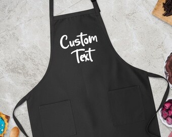 Personalized Q-Tees Apron, Full-Color Photo Logo Print, Adjustable Neck, Dual Pockets Kitchen Apron