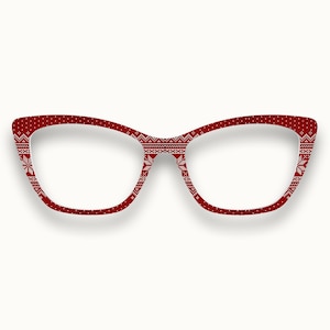 Les embouts magnétiques pour lunettes en tricot nordique rouge de Noël – Compatibles avec différents styles de montures de lunettes