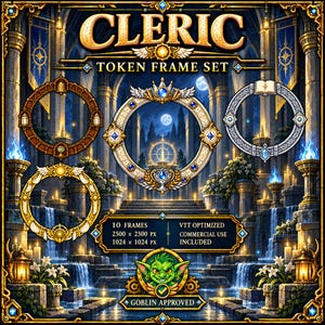 10 Cleric Token Frames, Holy Fantasy Pixel Art VTT Portrait Borders, Commercial Use
