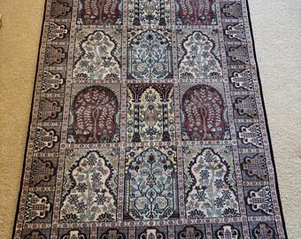 Handwoven Agra Wool Rug | 17th Century Mughal Garden Inspired Indian Area Rug