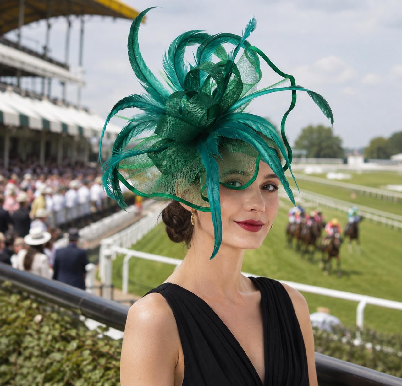 Sinamay Fascinator Hat, Feather Hair Clip, Derby Wedding Guest Headpiece