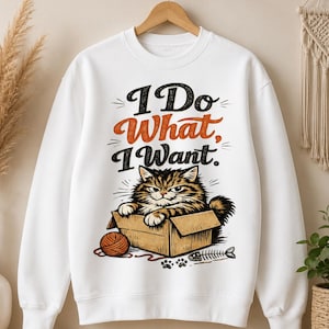 PNG de gato engraçado, PNG de gato "Eu faço o que quero", PNG de amante de gatos, sublimação de gato mal-humorado, design de camiseta de gato, download instantâneo, PNG para impressão
