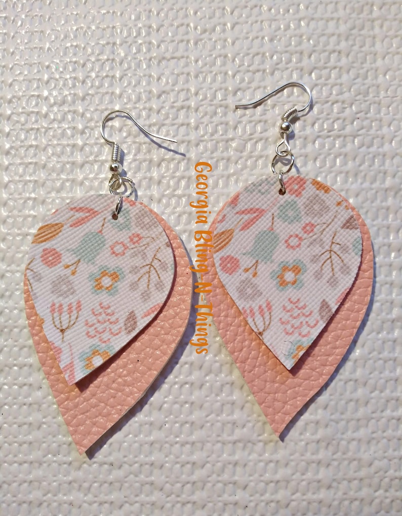 Bohemian Earrings. Rustic Leather Earrings Retro Style Earrings Stacked Earrings Cut Out Leather Earrings Leather Earrings