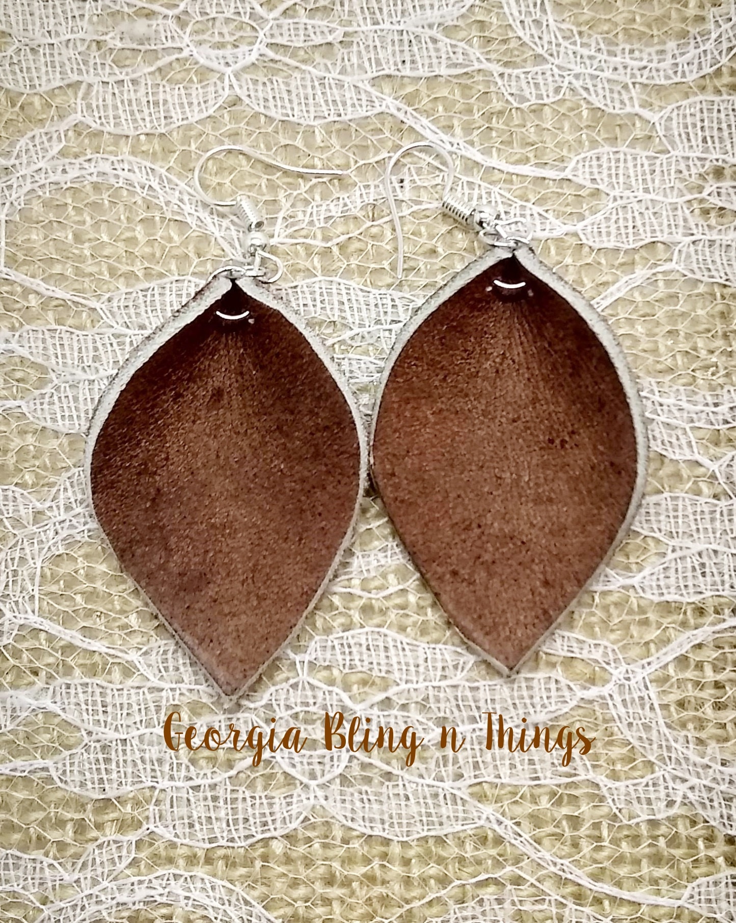 original. boho green 925 silver cross stitch black recycled bohemian khaki leather Earrings urban