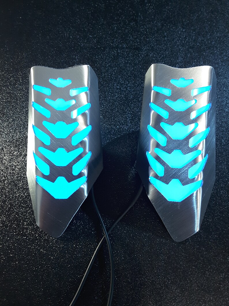 Biomechanical Metal Wrist Guards With Flat Panel Lights Etsy