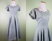 1950s Baby Blue Evening Dress - Vintage 50s Formal Dress - Full Skirt Dress - 28 quot Waist