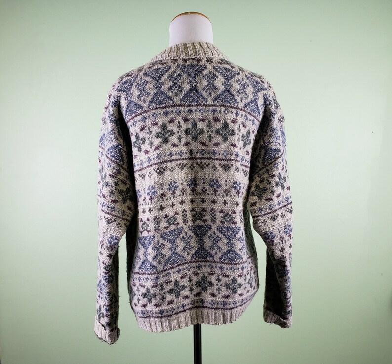 Vintage Alps Sweater XLarge Grey /& Blue Cardigan Sweater