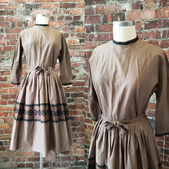 1950s L'Aiglon Dress - Lace Overlay - Long Sleeve