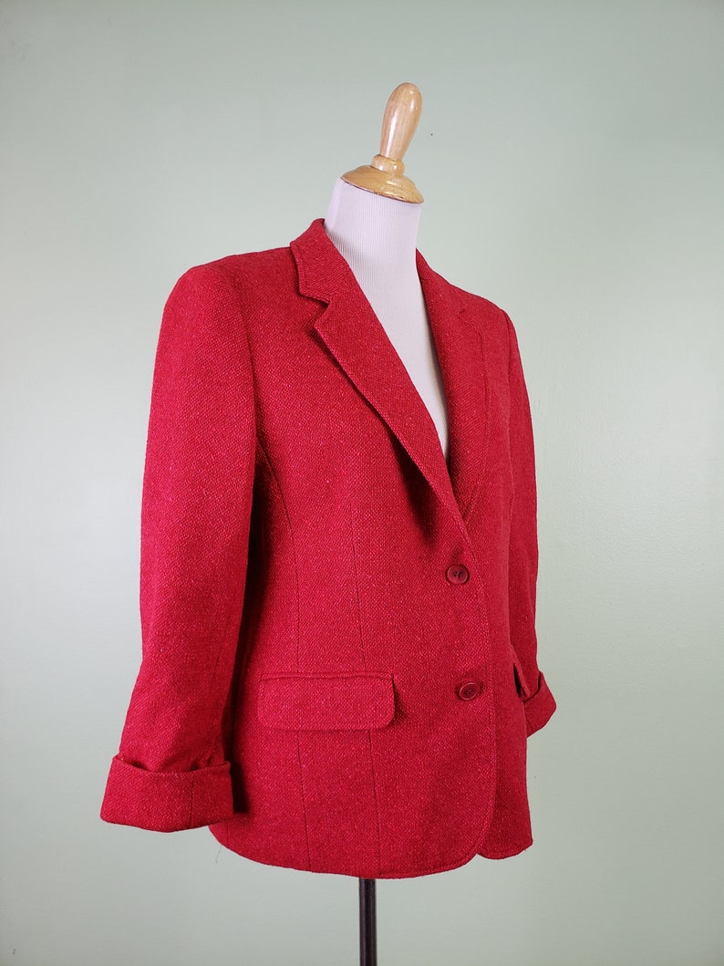 RED Women/'s Wool Blazer 1980s Pendleton Blazer Large