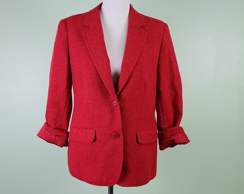 RED Women/'s Wool Blazer 1980s Pendleton Blazer Large