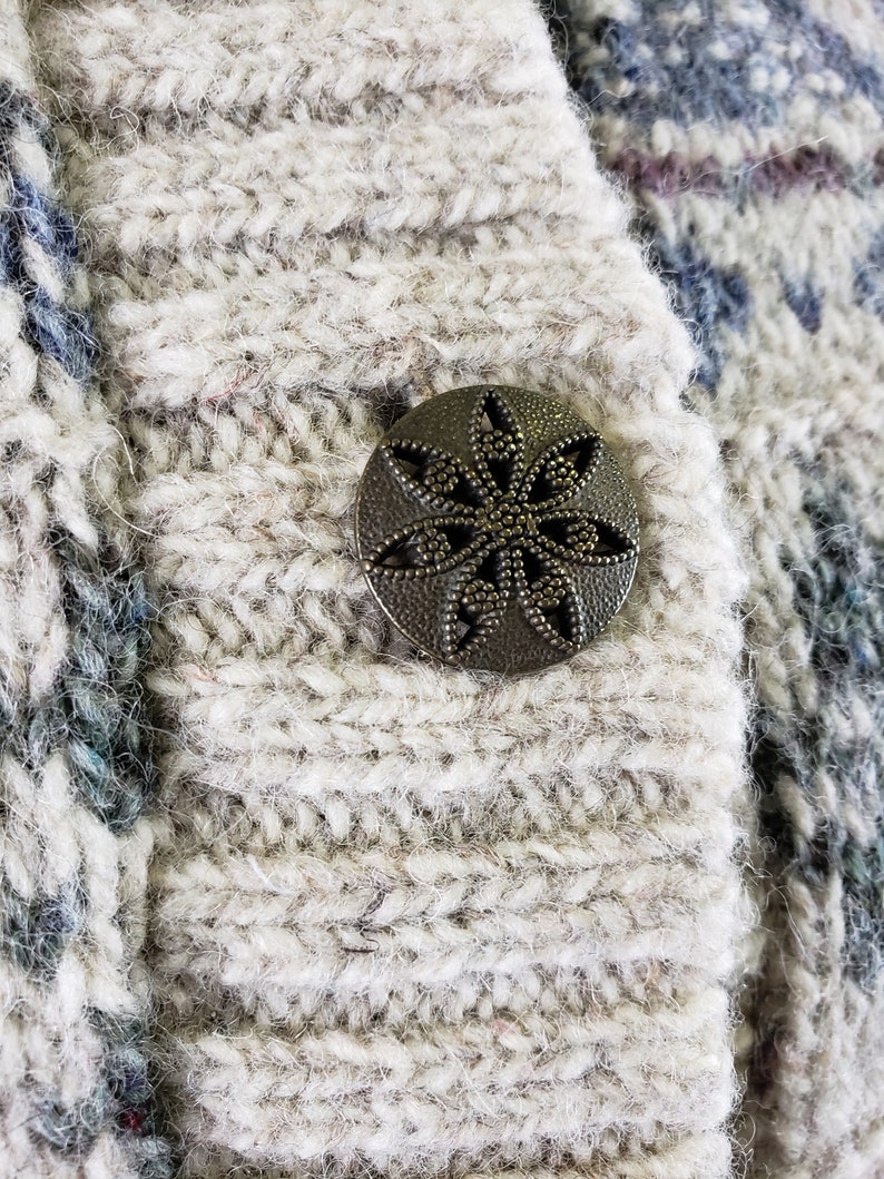 Vintage Alps Sweater XLarge Grey /& Blue Cardigan Sweater