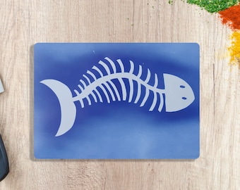 Tempered Glass Chopping Board Blue Fish, Cutting Board, Kitchen Accessory, Worktop Saver