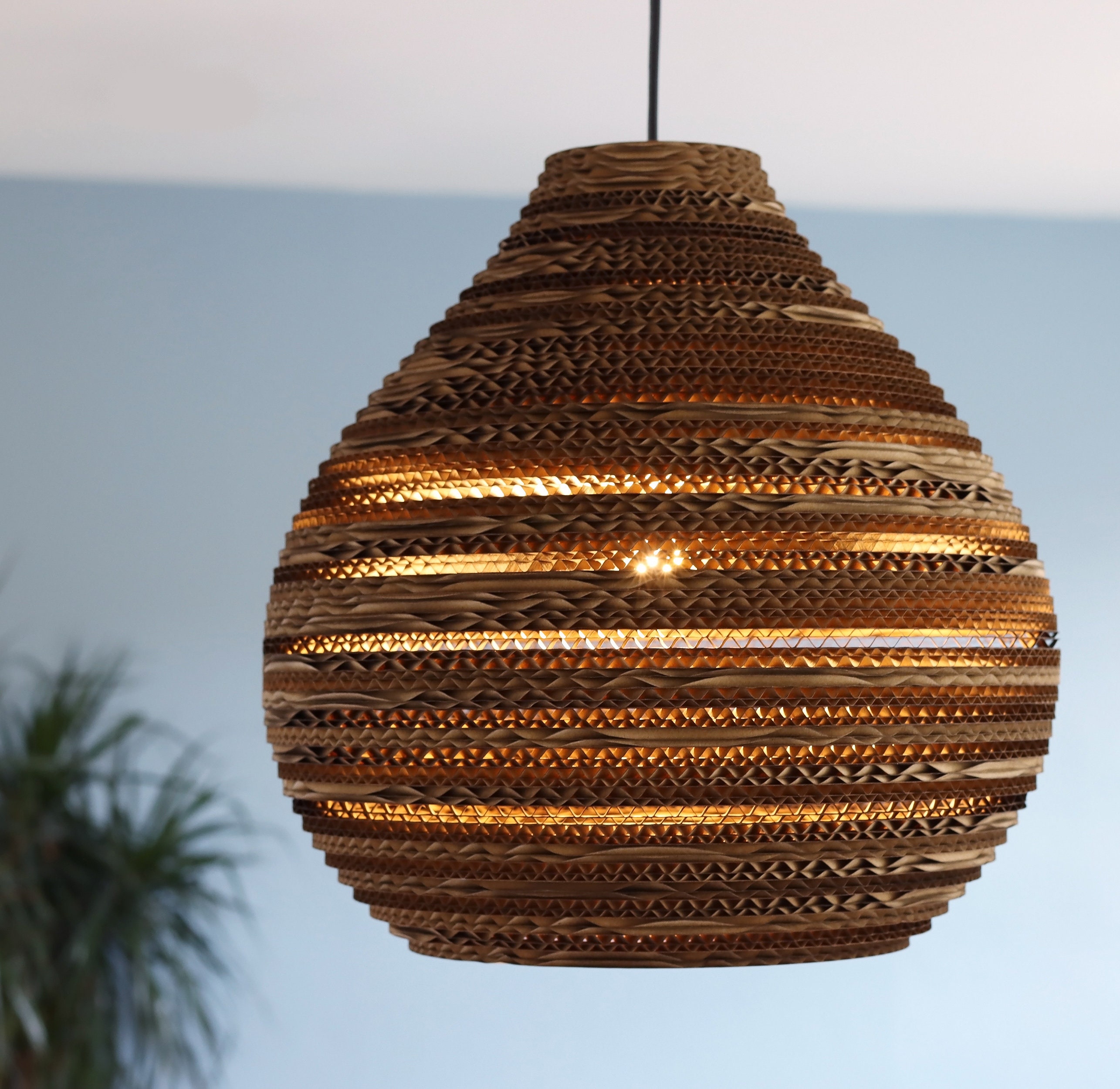 Teardrop Recycled Cardboard Lampshade: Pendant Ceiling Lamp - Etsy