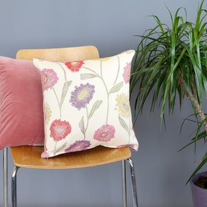 Floral design cushion cover with dusky pink velvet reverse, Tapestry style floral design cushion cover, 16 cushion cover image 6