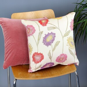 Floral design cushion cover with dusky pink velvet reverse, Tapestry style floral design cushion cover, 16 cushion cover image 5