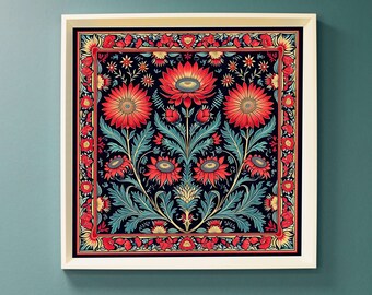 Midnight Garden: Art Nouveau Inspired Floral Poster -Fine Art Print Matte Art paper - un-framed  - Artistic Décor Wall Artwork
