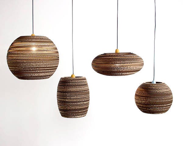 Recycled Cardboard Oval Lampshade: 60s Style Pendant Light - Etsy