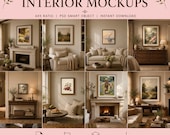 Cozy Neutral Interior Mockup Bundle, Set of 8, 4x5 Frame Mockups, PSD Smart Object Mockups, Warm Living Room Wall Art Mockups