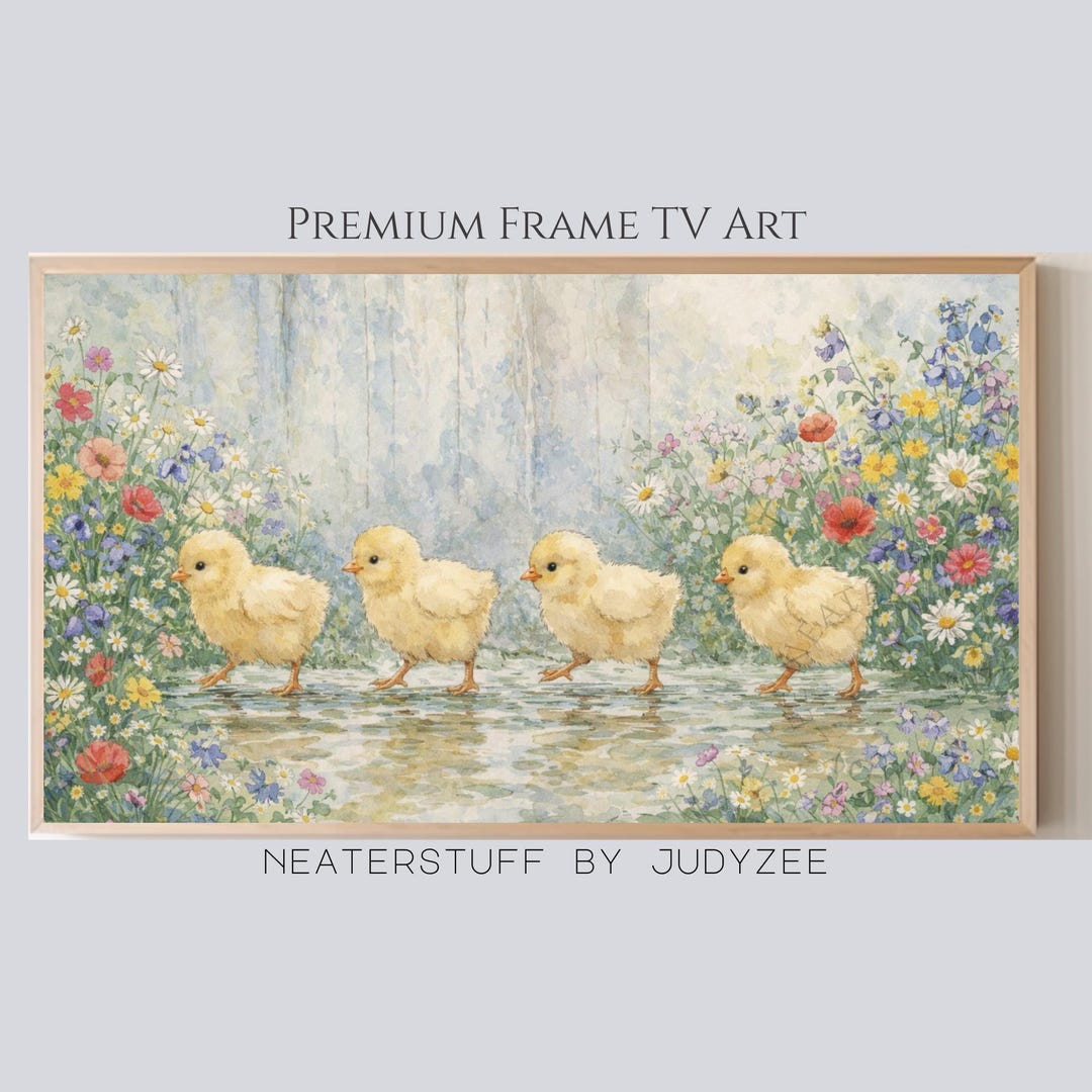 Rustic Baby Chicks Frame TV Art, Cottagecore Farmhouse, Pastel Warm ...