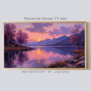 Sunset Mountain Lake Frame TV Art, Landscape TV Decor, Scenic Autumn Lake, Samsung Frame TV Art, Rustic Nature Wall Art Download 3