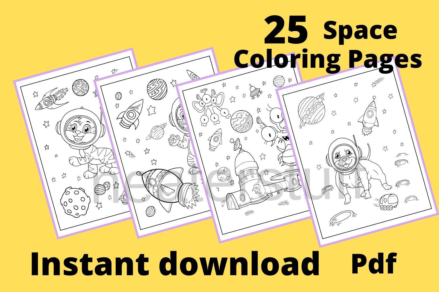 25 Space coloring pages Space birthday party favor Space | Etsy