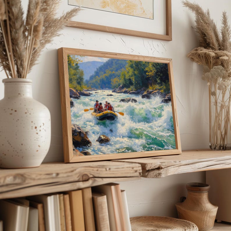 River Raft Poster Adventure Whitewater Rafting Printable Wall Art - Dynamic River Scene ...