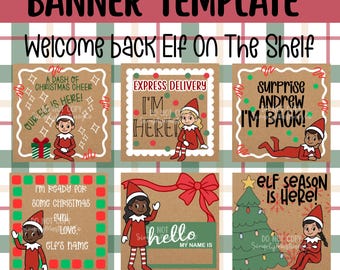 Editable Elf on the Shelf Banner Template | Hand-Painted Christmas Decoration (Digital Download)
