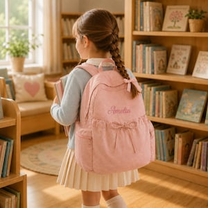 Custom Name Backpack for Girls, Personalized Nylon Bow School Bag, Preschool Daycare Backpack, Back to School Gift