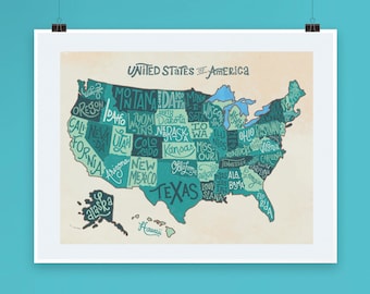 USA Typography Map | Poster
